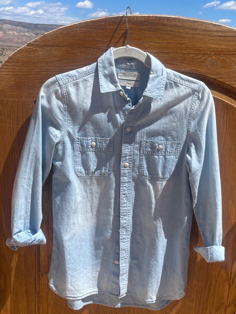 Madewell Classic Light Blue Chambray Button Down Shirt (Size:  XXS)